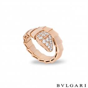 Bvlgari Rose Gold Diamond Serpenti Viper Ring 345217